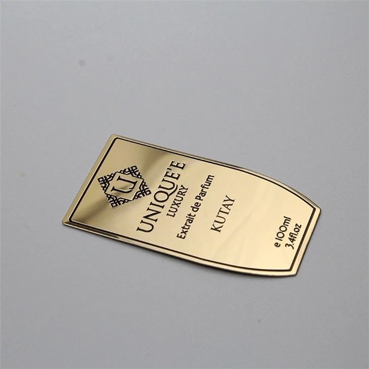 luxury perfume aluminum name plates with embossed logo effect