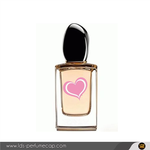 Sort plast parfumelåg med glasflaske